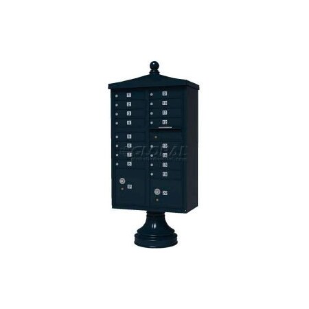 Florence Mfg Co Vital Cluster Box Unit w/Vogue Traditional Accessories, 16 Unit & 2 Parcel Lockers, Black 1570-16V2BK